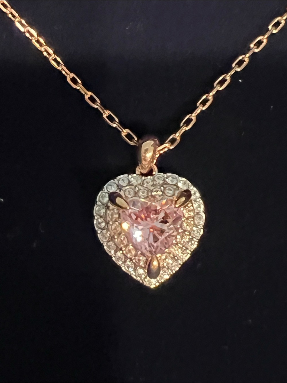 Swarovski Rose Gold Heart Pendant with Clear Crystal